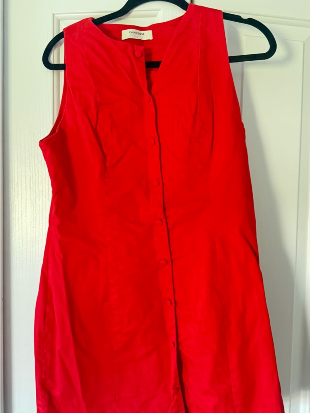 Commense Vibrant Red Sleeveless Button-Front Tunic